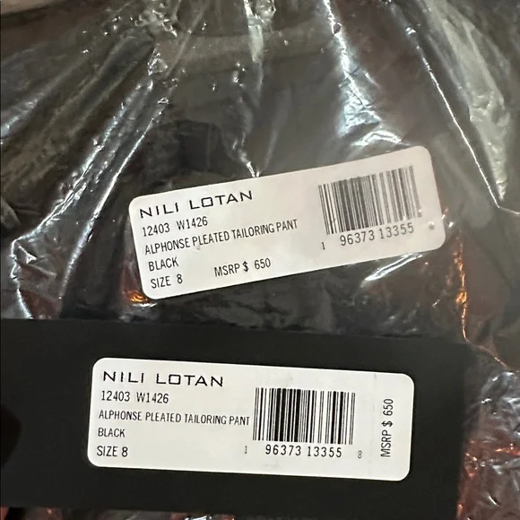 Nili Lotan Alphonse Pleated Tailoring Pant Wool Trousers Black Size 8 NWT Luxury
